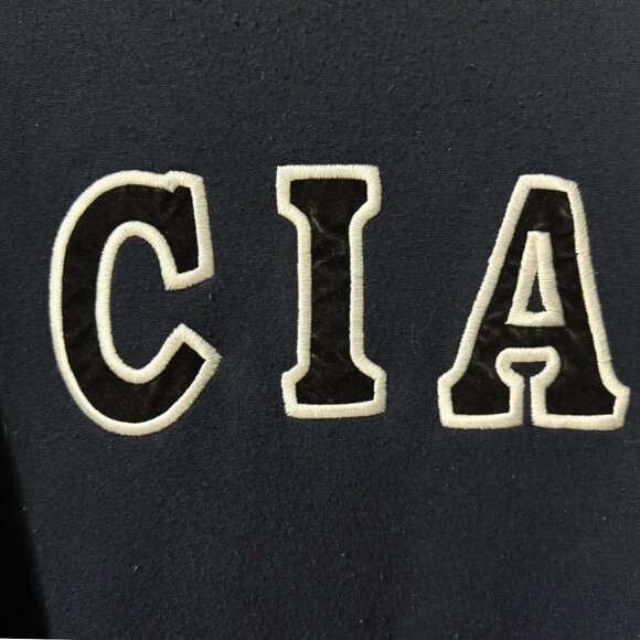 Vintage Early 1990s CIA Logo Hoodie – Navy Blue Pullover Sweatshirt – Distressed - Picture 6 of 6
